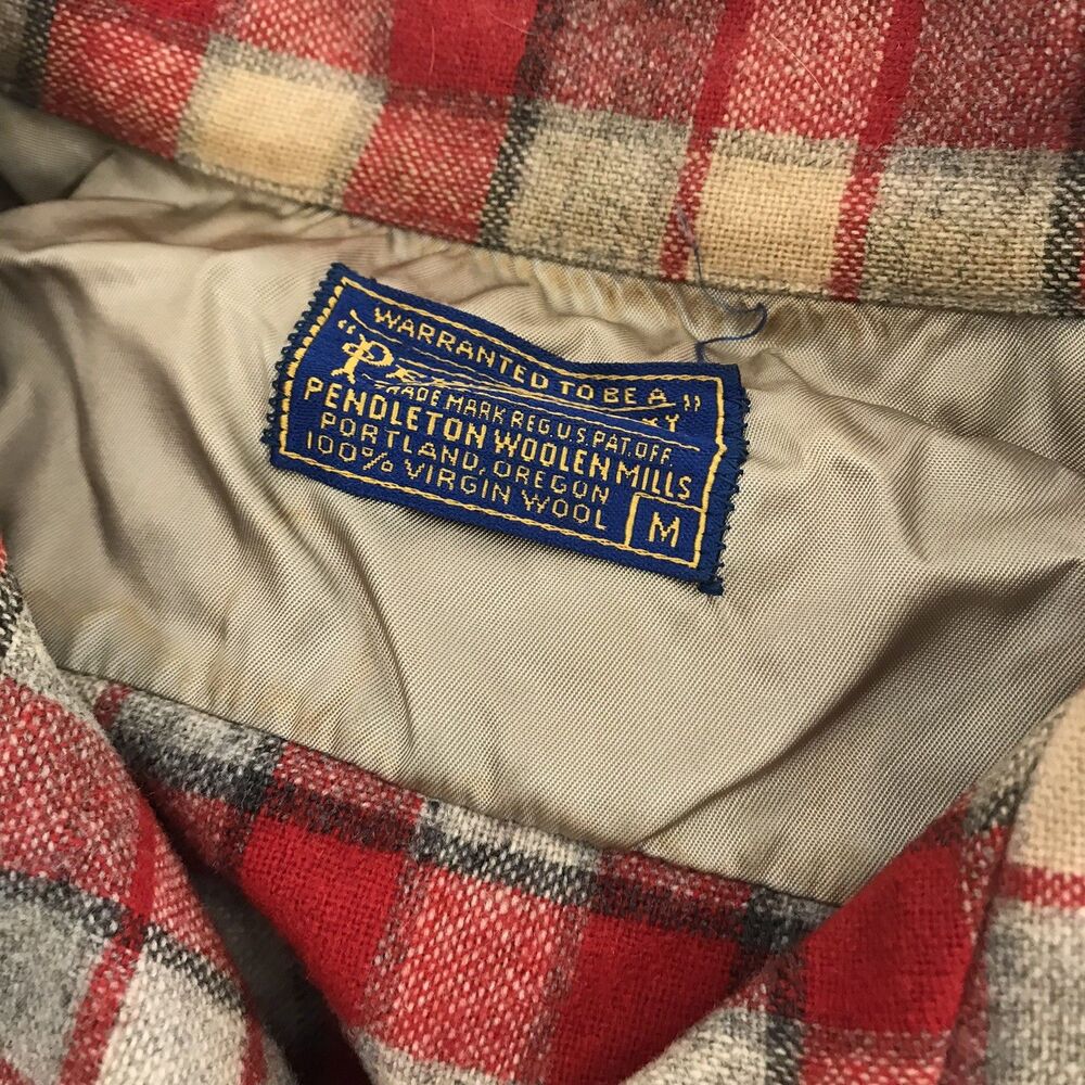 VTG Pendleton Loop Collar Board Shirt Mens Medium Wool 60s Shadow Plaid Lot Of 3 - Picture 3 of 8